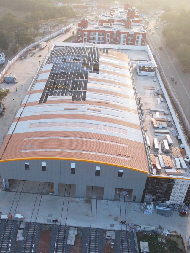 Aerial view of Agra Metro Depot