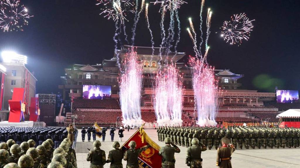 north korea nighttime parade