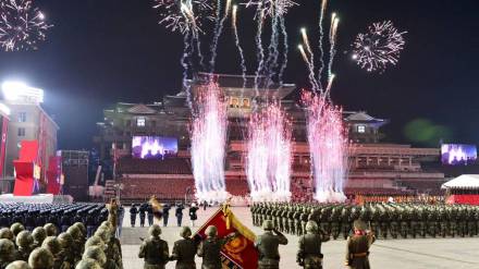 north korea nighttime parade