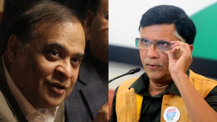 Assam Chief Minister Himanta Biswa Sarma (L), Congress spokesperson Pawan Khera (R) 