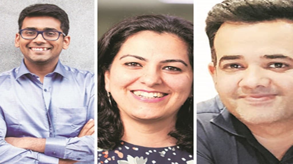 Adit Jain (Left), Rashi Gupta (Centre) and Vikas Kakkar (Right)