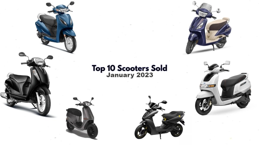 Top 10 scooters sold in January 2023 includes three electric scooters.