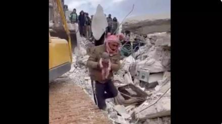 After a woman cut the cord, she was rushed to a nearby children's hospital in the town of Afrin