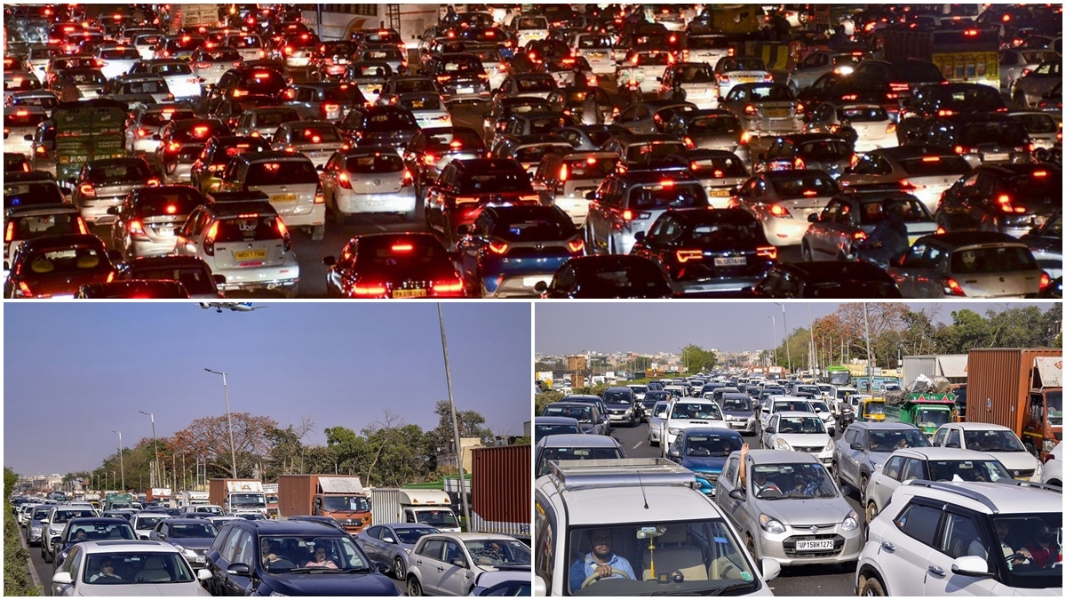 Traffic Jam, Delhi-Gurugram expressway, Delhi-Gurugram traffic, Traffic congestion, Traffic jam in Photos, Traffic police, Delhi-Jaipur Highway, NH-48 traffic