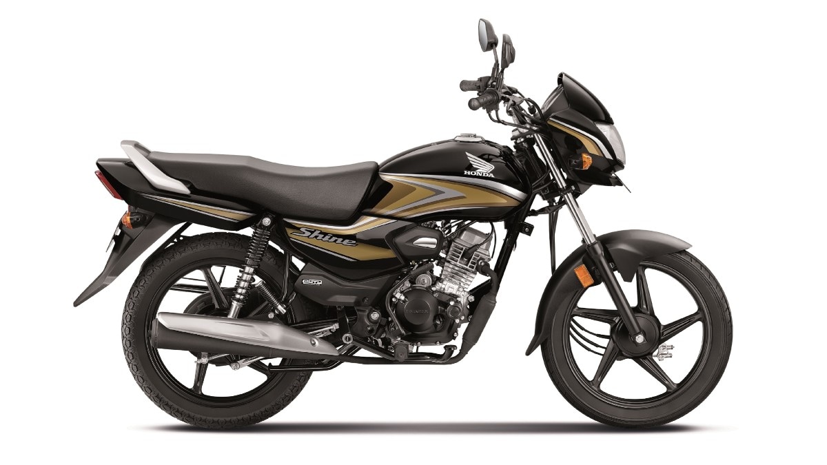 Next, we have the Shine 100 finished in a Black paint job with Gold stripes.