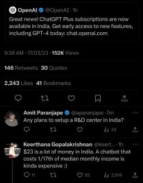 ChatGPT Plus Google response