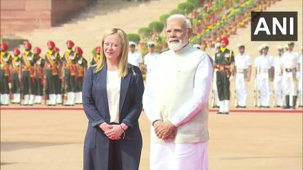 Italy PM Giorgia Meloni with PM Modi