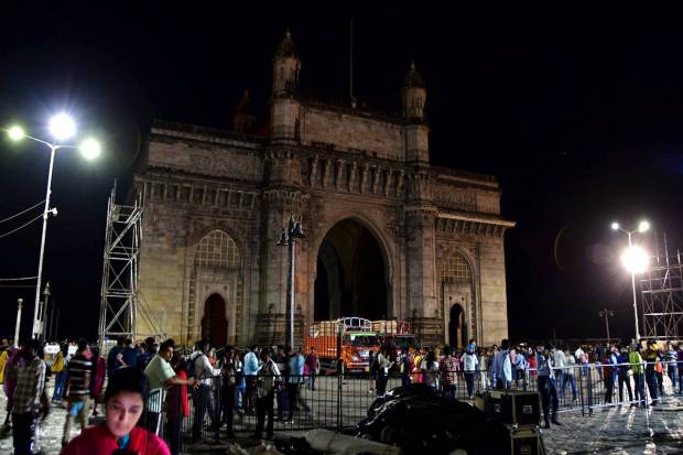 Mumbai: A view of Gateway of India after its light turned off during 'Earth Hour', in Mumbai. (PTI Photo)