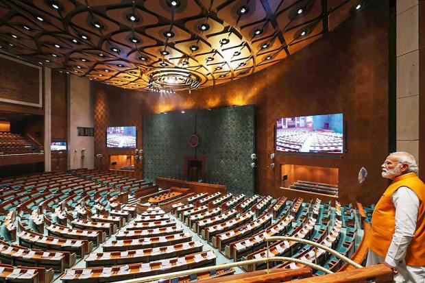 Although the new Parliament building is almost ready, it still needs some finishing touches to get it's interior and artwork ready. The facility has enough space for multiple conference rooms and offices. (PTI Photo)