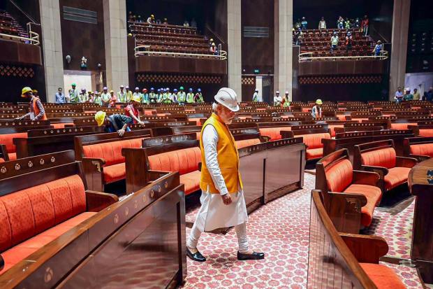 The new Parliament building is built on the Indian ethos, with several decorative displays and artwork that are rooted in the country's traditions. Three Indian galleries have been accommodated in it. (PTI Photo)