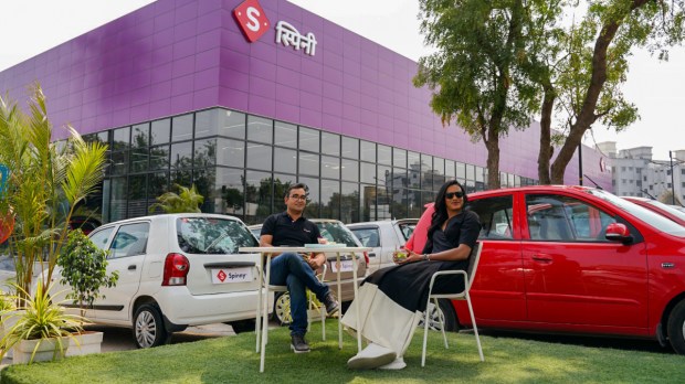 Niraj Singh, Founder and CEO, Spinny with Indian Ace badminton player PV Sindhu at the launch of Spinny Park in Pune.