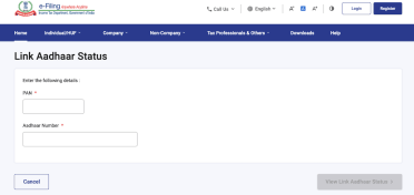 pan aadhaar link status check online