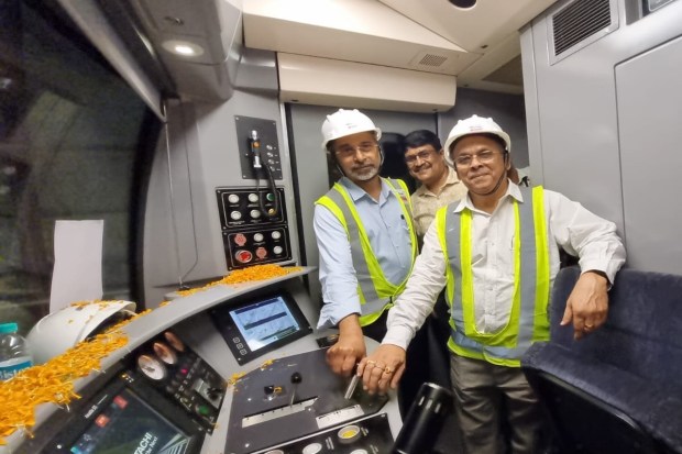 For the first time in Indian history, the metro rake has completed its journey under the river bed. (Image: Kolkata Metro)