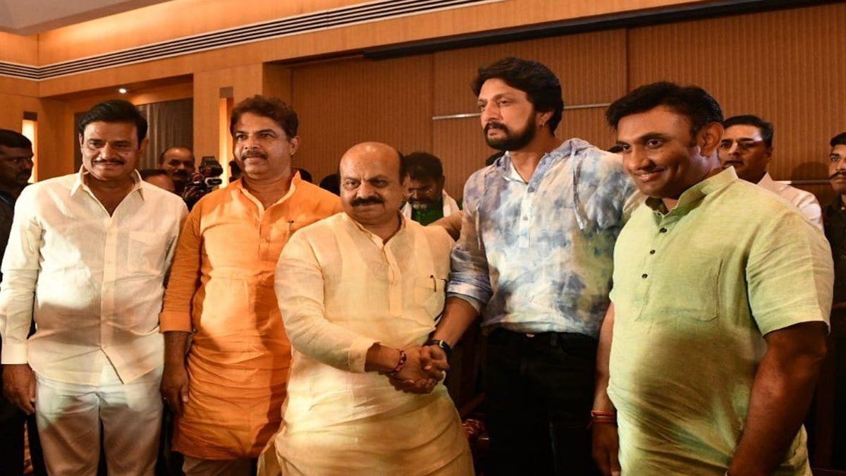 Karnataka Assembly elections 2023: CM Bommai holds roadshow with actor Kichcha Sudeep in Shiggaon, submits nomination