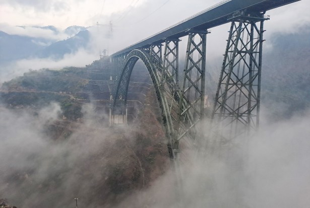 Chenab Rail Bridge is the world's highest railway bridge. It has been built over the Chenab river in Reasi district. The Chenab bridge is part of Indian railways' Udhampur-Srinagar-Baramulla Railway Link (USBRL) project. (PTI photo)