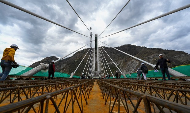 Once ready, trains will run at a speed of 100 kilometres per hour on the bridge being constructed around 80 kilometres away from Jammu. (PTI photo)