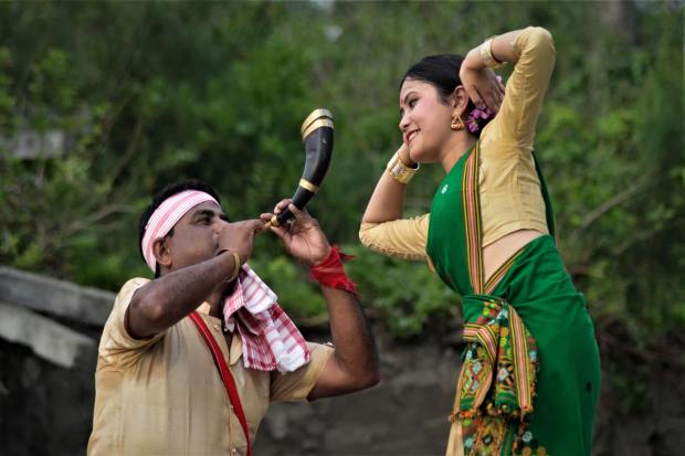The aim of the event on the occasion of Bohag Bihu is to organise the largest Bihu dance performance at a single venue and make the record in the folk-dance category. (PTI Image)