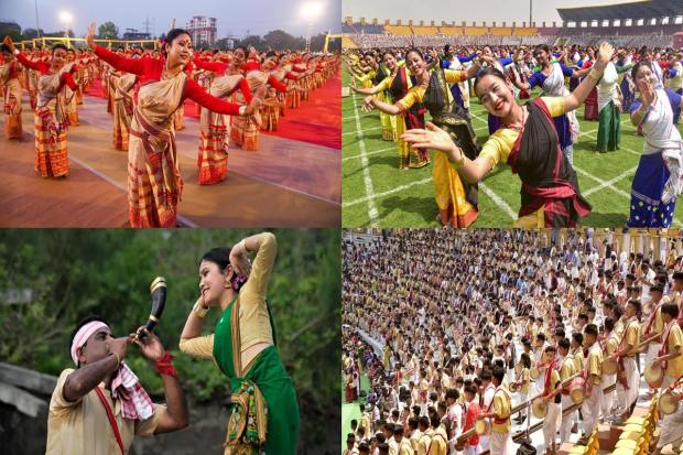 11,140 artistes from all districts of the state will perform together at Guwahati’s Sarusajai Stadium in the presence of Prime Minister Narendra Modi in an attempt to create a Guinness World Record. (PTI image)