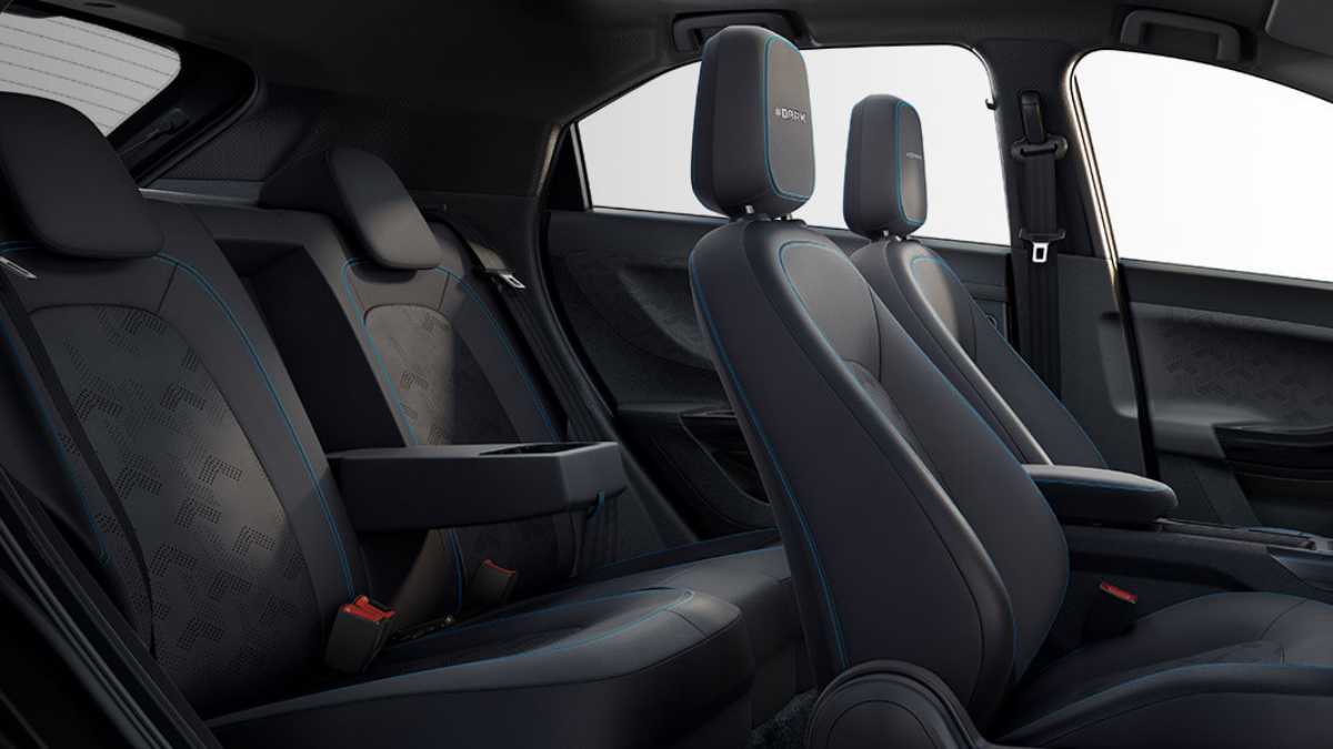 Inside, the seats are finished in black, and the EV gets ventilated seats as well.