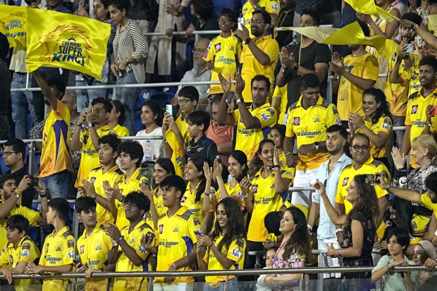 Chennai Super Kings fans cheer to celebrate after the IPL 2023 first qualifier cricket match between Chennai Super Kings and Gujarat Titans (PTI Photo)