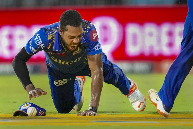 Mumbai Indians player Chris Jordan during the IPL 2023 Eliminator cricket match. (PTI Photo)