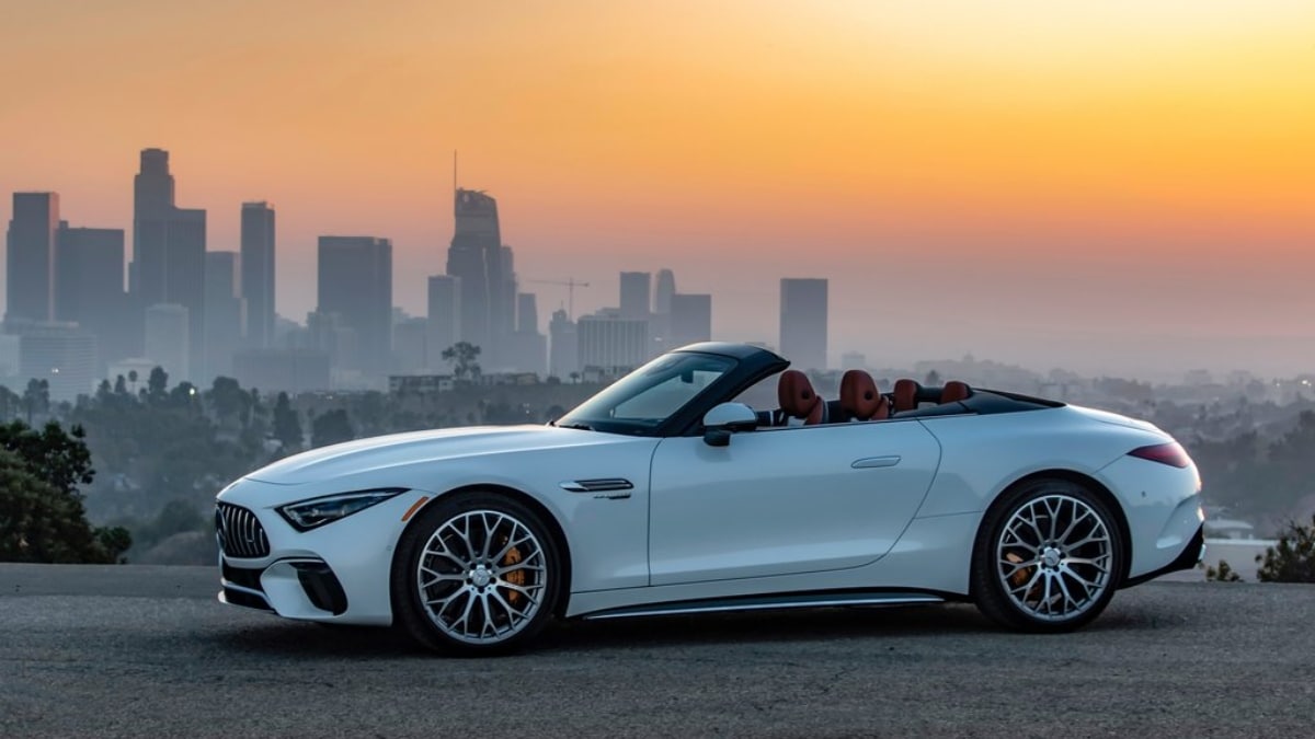 The AMG SL 55 is claimed to sprint from 0 to 100 kmph in just 3.9 seconds and has a top speed of 295 kmph. It also gets rear-axle steering as standard.