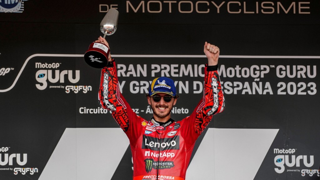 Ducati's Francesco 'Pecco' Bagnaia stormed past the KTM speed merchants Brad Binder and Jack Miller to win the Spanish Grand Prix.