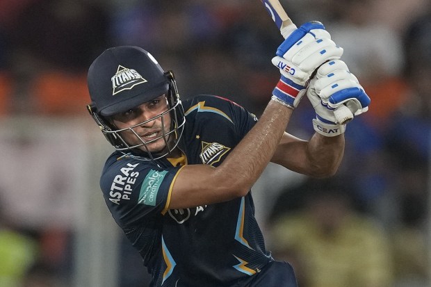 Gujrat Titans' Shubman Gill plays a shot during the Indian Premier League qualifier cricket match between Gujarat Titans and Mumbai Indians in Ahmedabad on Friday. (Photo: AP)