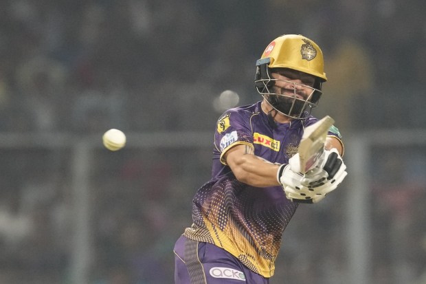 Kolkata Knight Riders' Rinku Singh plays a shot during Indian Premier League cricket match between Kolkata Knight Riders and Punjab Kings in Kolkata. (Photo: AP)