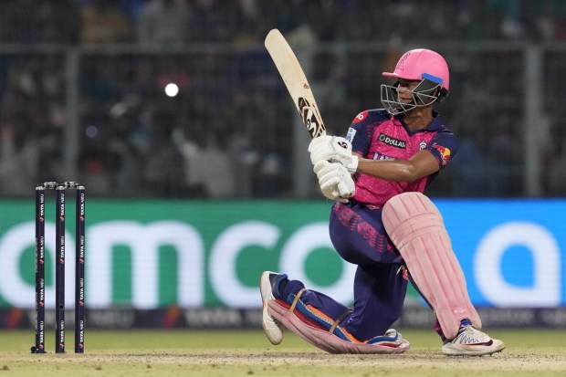 Rajasthan Royals' Yashasvi Jaiswal bats during the Indian Premier League cricket match between Kolkata Knight Riders and Rajasthan Royals in Kolkata on Thursday. (Photo: AP)