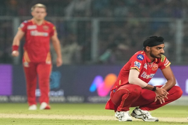 Punjab Kings bowler Arshdeep Singh after losing the IPL 2023 cricket match against Kolkata Knight Riders at Eden Gardens in Kolkata Monday. (Photo: PTI)