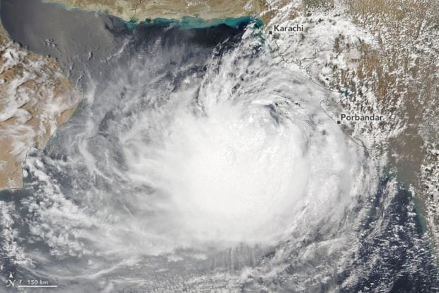 The very severe cyclonic storm which developed over the Arabian Sea on June 6, will make landfall on western India's coastline today. Cyclone Biparjoy has been stirring in the Arabian Sea for over a week now and the Visible Infrared Imaging Radiometer Suite (VIIRS) on the NOAA-20 satellite acquires a natural-color image of the storm a day before its landfall. (Photo Credits: Twitter)
