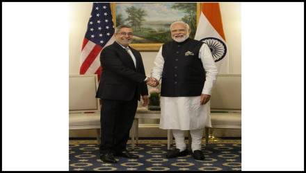 PM Modi with micron tech Sanjay Mehrotra PM Modi with micron tech Sanjay Mehrotra