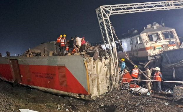 The train crash, the fourth deadliest in India according to available records, happened near the Bahanaga Baazar station in Balasore district, about 250 km south of Kolkata and 170 km north of Bhubaneswar, around 7 pm on Friday. (PTI photo)