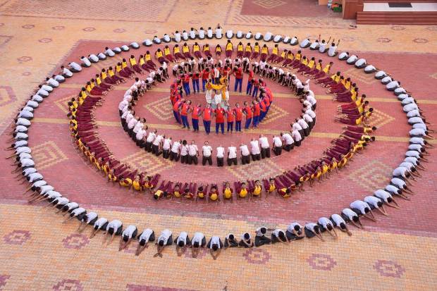 Surat: Gurukul students perform yoga ahead of the Yoga Day, in Surat. (PTI Photo)