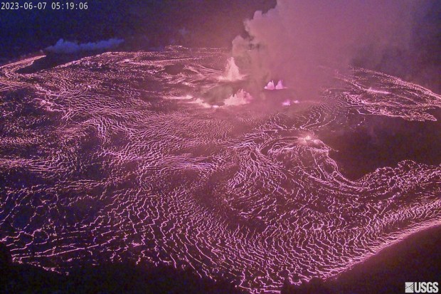 In this webcam image provided by the US Geological Survey, an eruption takes place on the summit of the Kilauea volcano in Hawaii on Wednesday June 7, 2023. (Photo: AP)
