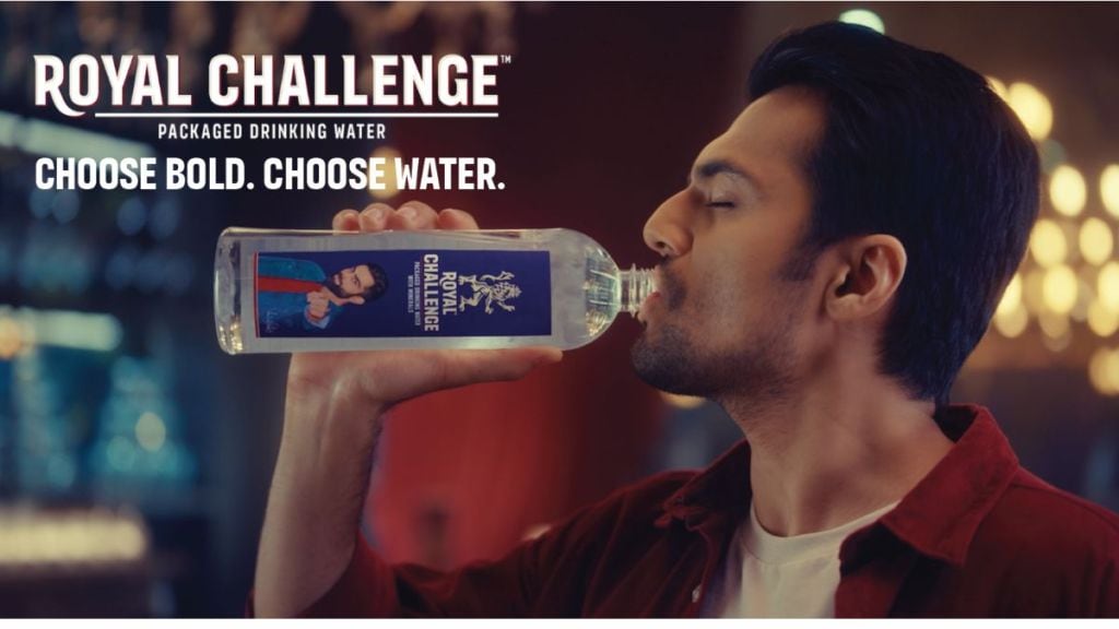Royal Challenge Packaged Drinking Water harks back to the Diageo moto of Drink better, not more