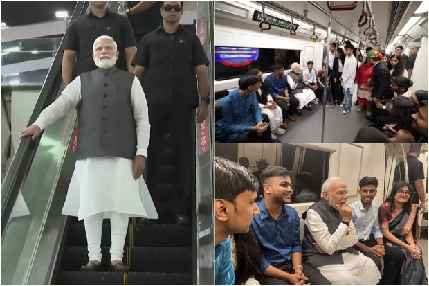 Prime Minister Narendra Modi on Friday took the metro ride to Delhi University to attend the centenary celebrations. The PM boarded the yellow line metro from the Lok Kalyan Marg metro station. The commuters were seen taken aback in surprise as the PM boarded the metro.