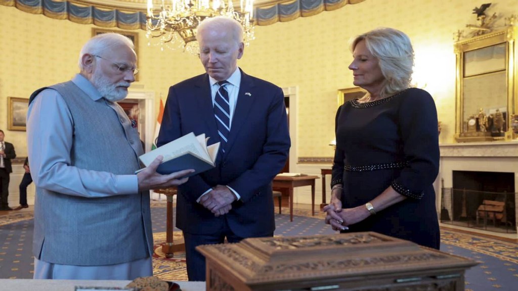 PM Modi, modi at white house, what modi gifted jill biden, jill biden and modi, narendra modi us, india us relations,