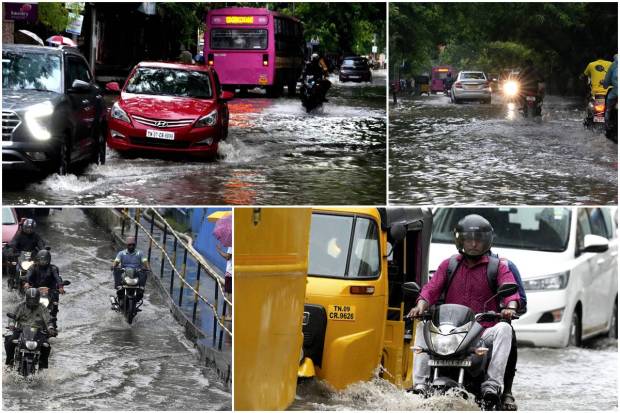 Heavy overnight rainfall lashed Chennai and its suburbs. Authorities declared a holiday in schools on Monday. At the airport, International flight operations were also affected. Around 10 incoming flights (including from Doha and Dubai) were diverted to Bengaluru. Downpour also affected departure.However, the showers brought relief to people from the sweltering heat that the city and its nearby districts had been witnessing over the past few days.The weather office has forecasted more spells of rain for the city and its suburbs on Monday.Moderate thunderstorm with 