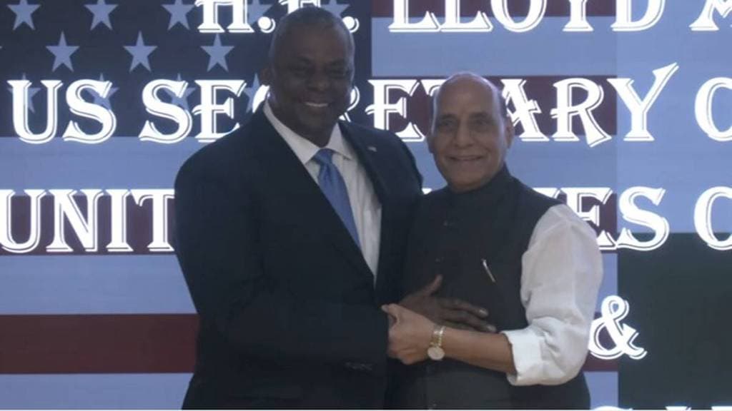 rajnath singh with Lloyd Austin