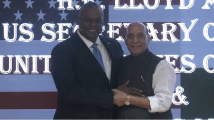 rajnath singh with Lloyd Austin