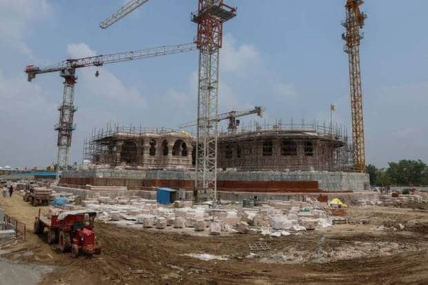 A view of the under construction site of Hindu Ram Temple in Ayodhya. REUTERS