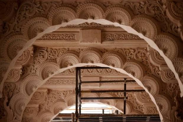 A view inside the under-construction Hindu Ram Temple in Ayodhya. REUTERS
