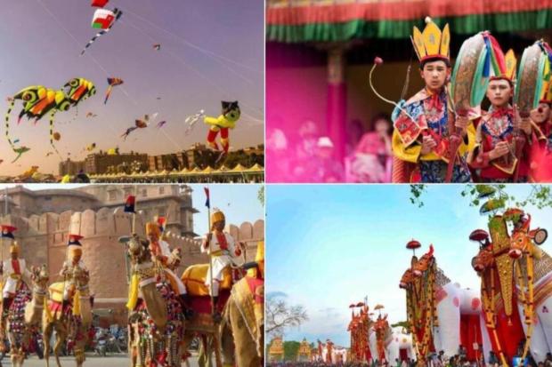 Step into the kaleidoscope of India's enchanting diversity, where a tapestry of cultures and vivid socio-religious traditions beckon. Embrace a symphony of festivals, each an awe-inspiring masterpiece blending the sacred and the festive. These kaleidoscopic celebrations cast an indelible spell on the realm of tourism, unveiling India's incredible allure. Let us embark on a journey to explore the nation, weaving through the intricate threads of these extraordinary festivities that dance across the land, leaving us mesmerised and forever captivated by the magic of India's soul-stirring revelries. (Images: Adotrip/Travelogy India/LBB/The India)