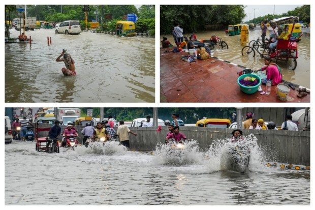 Delhi roads have been flooded and while this has created a hassle for many, there are those who have adjusted to the flood water in unique ways. How so? Well, here we bring to you pictures where Delhiites can be seen washing clothes and even bathing in the flood water! Take a look. (Image: PTI)