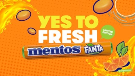 Mentos Fanta Orange flavor is available in various pack formats to target different consumer occasions