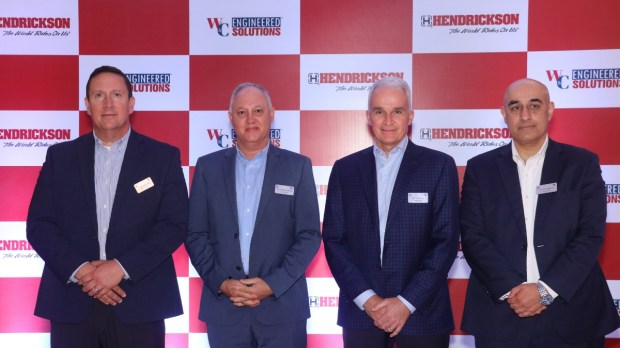 L-R: Gerry Remus, VP/General Manager Truck Commercial Vehicle Systems, Hendrickson; Richardo Martin, VP - International Operations, Hendrickson; Matthew Joy, President & CEO, Hendrickson and Mohit Khosla, Director & CEO, Hendrickson India. 