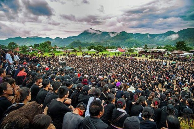 Members of Indigenous Tribal Leaders’ Forum (ITLF) take part in a protest rally as a mark of protest against the incident that occurred on May 4, in Churachandpur district. (Image: PTI)