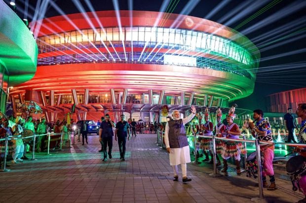 The redeveloped International Exhibition-cum-Convention Centre (IECC) complex after its inauguration at Pragati Maidan in New Delhi. The revamped IECC complex at Pragati Maidan was developed as a national project at a cost of about Rs 2,700 crore and has a campus area of approximately 123 acres. (Photo Credits: PTI)